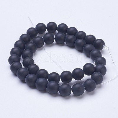 Frosted Glass Beads Strands G-D855-03-10mm-1