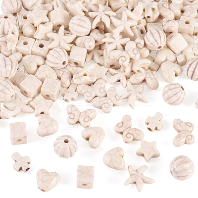 140Pcs 7 Styles Synthetic Howlite Beads G-TA0002-66-1