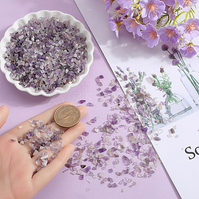 500G Natural Amethyst Chip Beads G-SP0001-10-1