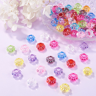 100Pcs UV Plating Transparent Acrylic European Beads TACR-TA0001-93C-1