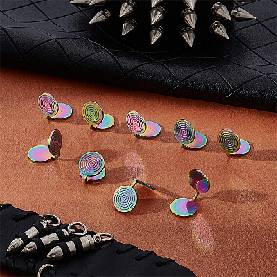 10Pcs 304 Stainless Steel Vortex Cuff Earrings EJEW-UN0002-76MC-1