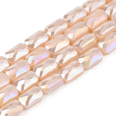 Electroplate Opaque Solid Color Glass Beads Strands EGLA-N002-25-B05-1