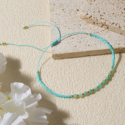 Natural Amazonite Beads Braided Bead Bracelets KZ2587-3-1