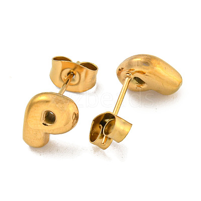 Chunk Letter 304 Stainless Steel Stud Earrings for Women EJEW-G386-01P-G-1