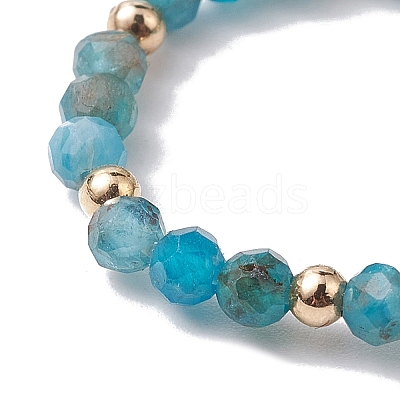Natural Lapis Lazuli/Apatite with Glass Braided Beaded Finger Rings RJEW-JR00670-1