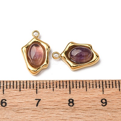Natural Amethyst Irregular Oval Charms STAS-L022-525G-03-1