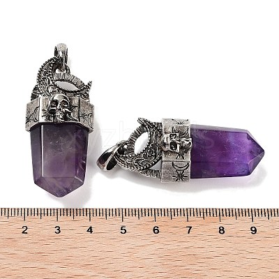 Natural Amethyst Faceted Sword Pendants G-Q163-01AS-07-1
