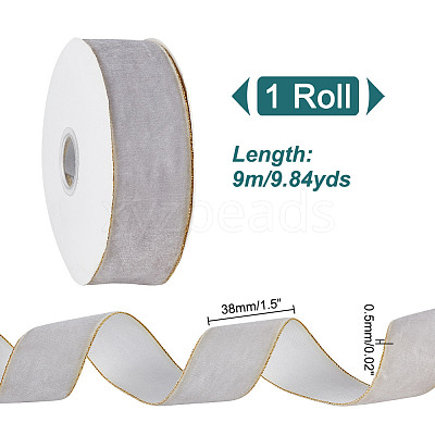 9M Single Face Velvet Ribbon with Gold Edge OCOR-WH0092-09A-1