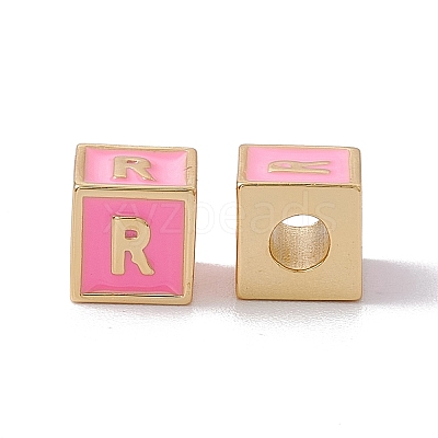 Rack Plating Brass Enamel Beads KK-B060-04G-05R-1