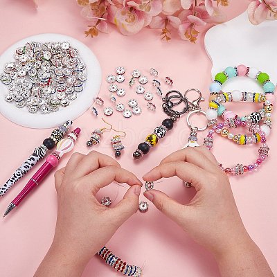 120Pcs Brass Rhinestone Spacer Beads FIND-SZ0003-70B-1