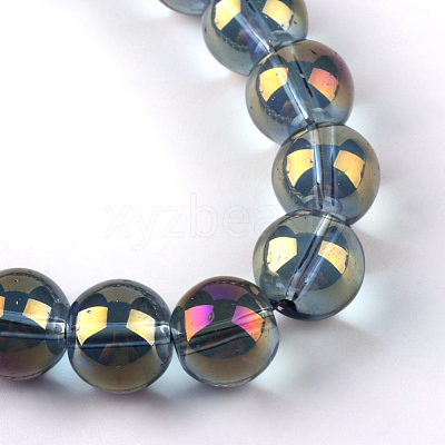Electroplate Glass Beads Strands X-EGLA-Q062-8mm-A03-1