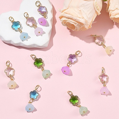 10Pcs 5 Styles Glass & Alloy & Acrylic Pendants PALLOY-YW00219-1