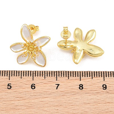 Brass Micro Pave Cubic Zirconia Stud Earring Findings CU-CBAA5EE-04G-03-1