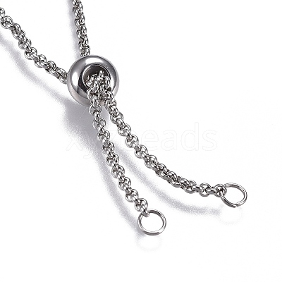 Non-Tarnish Adjustable 304 Stainless Steel Rolo Chains Slider Bracelet BJEW-L653-003P-B-1