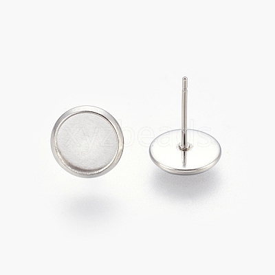 Non-Tarnish Eco-Friendly 316 Surgical Stainless Steel Stud Earring Settings X-STAS-F181-01P-8mm-1