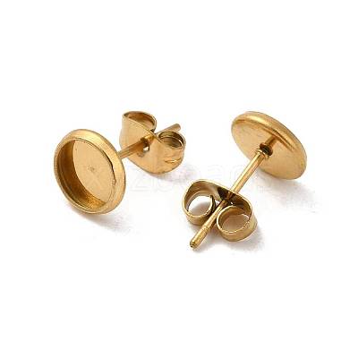 Flat Round 304 Stainless Steel Stud Earring Settings Ion Plating(IP) STAS-I323-10mm-G02-1