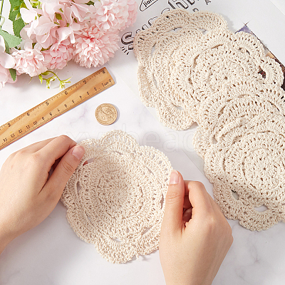 Handmade Cotton Lace Cup Coasters AJEW-GF0008-84A-1