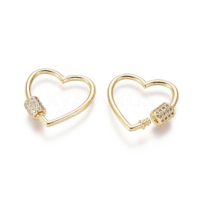 Brass Micro Pave Cubic Zirconia Screw Carabiner Lock Charms ZIRC-I031-12G-1