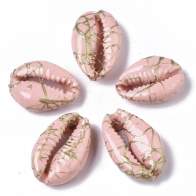 Spray Painted Natural Cowrie Shell Beads SSHEL-R047-03-A09-1