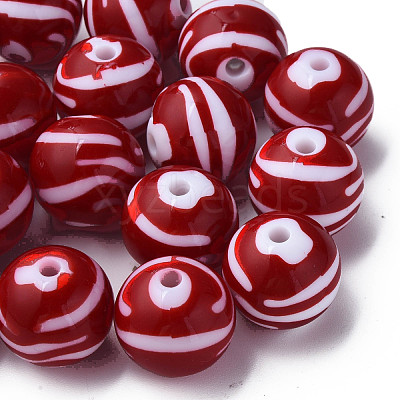 Opaque Striped Acrylic Beads MACR-S373-27B-01-1