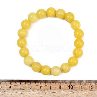 Natural Yellow Jade Bead Stretch Bracelets BJEW-K212-C-038-1