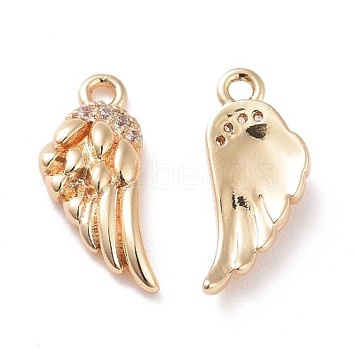 Brass Micro Pave Clear Cubic Zirconia Charms LS-KK-G418-12G-1