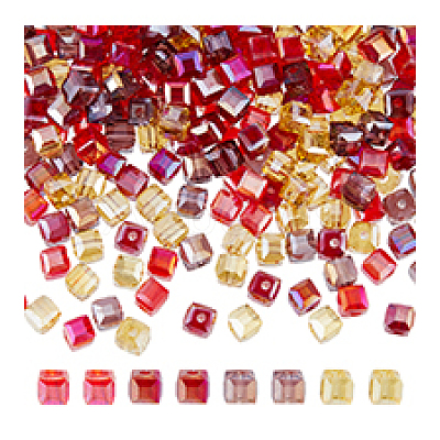 4 Strand 4 Color Transparent Electroplate Glass Beads Strands EGLA-DC0001-07A-1