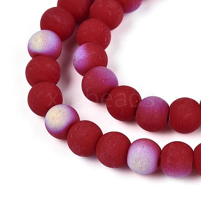 Frosted Opaque Glass Beads Strands GLAA-T032-P6mm-MBB23-1