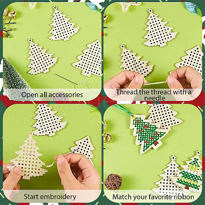 1 Bag Christmas Theme Wood Cross Stitch Kits WOOD-SC0002-23B-1