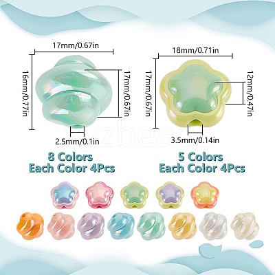 52Pcs 13 Styles UV Plating Acrylic Beads OACR-AR0001-26-1