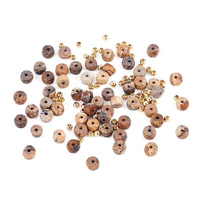 50Pcs Natural Picture Jasper Beads G-TAD0001-12-1