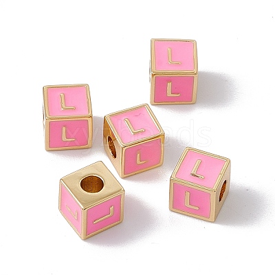 Rack Plating Brass Enamel Beads KK-B060-04G-05L-1