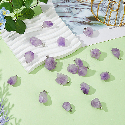 20Pcs Natural Amethyst Pendants G-FI0001-33-1