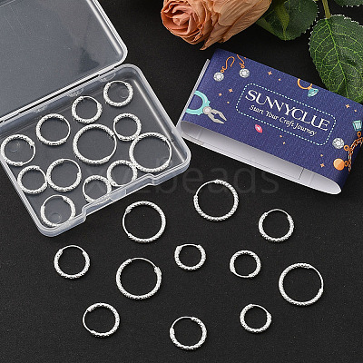 24Pcs 3 Styles Brass Textured Hoop Earrings EJEW-SC0010-89S-1