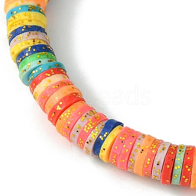 Polymer Clay Disc Heishi Surfer Stretch Bracelets BJEW-JB09835-1