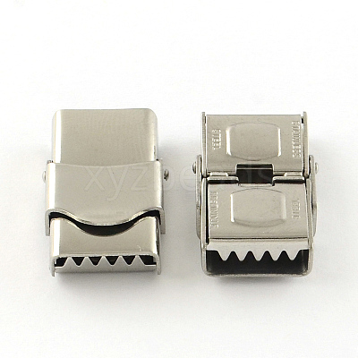 Tarnish Resistant Smooth Surface 201 Stainless Steel Watch Band Clasps X-STAS-R063-79-1