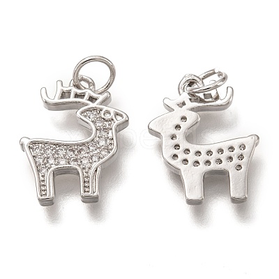 Brass Micro Pave Clear Cubic Zirconia Pendants ZIRC-B002-45P-1