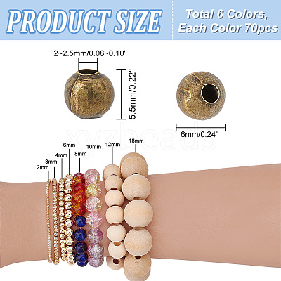 420Pcs 6 Colors Iron Spacer Beads IFIN-PH0002-23-1