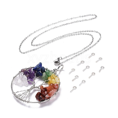 20Pcs DIY Gemstone Pendant Necklacs Kits DIY-PH0005-15-1