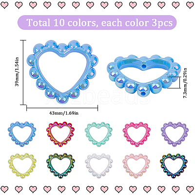 30Pcs 10 Colors Opaque Acrylic Bead Frame SACR-SP0001-08-1