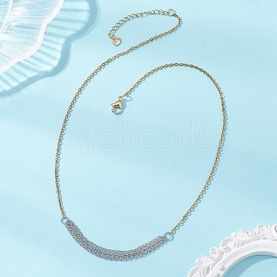 Two Tone 304 Stainless Steel Column Link Chain Pendant Necklaces NJEW-JN05935-1