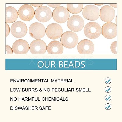 Unfinished Wood Beads WOOD-PH0008-19-WH-1