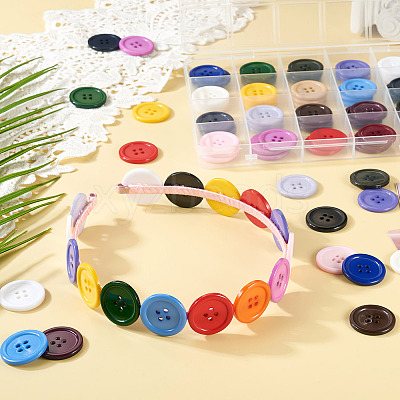 80Pcs 20 Colors 4-Hole Resin Buttons BUTT-TA0001-29A-1