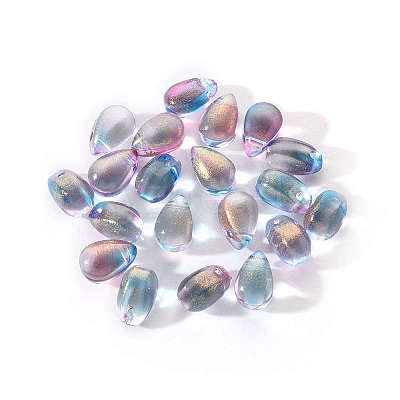 Transparent Spray Painted Glass Charms GLAA-YW0001-12-1