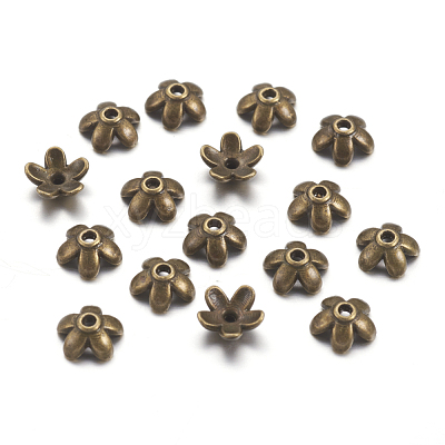 Tibetan Style Zinc Alloy Bead Caps X-TIBEB-6.5x3-AB-FF-1