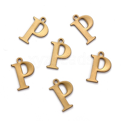 304 Stainless Steel Alphabet Charms STAS-H122-P-AB-1