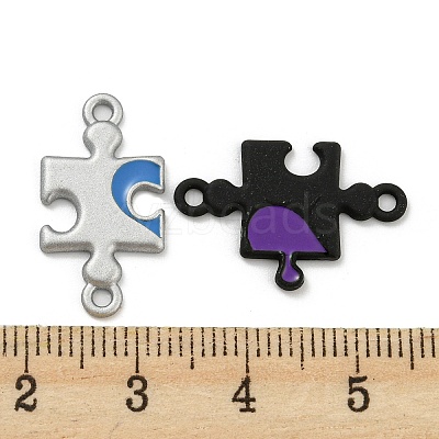 Spray Painted Alloy Couple Puzzle Connector Charms PALLOY-K018-03-1
