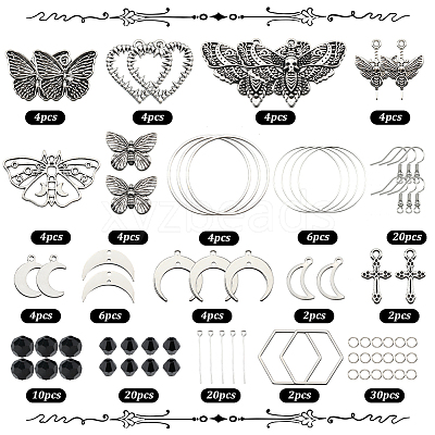 DIY Alloy & Stainless Steel Goth Butterfly Moth Dangle Earring Making Kits DIY-SC0026-36-1