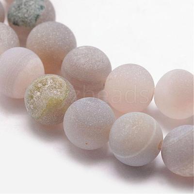 Natural Druzy Geode Agate Bead Strands G-K166-09-8mm-08-1