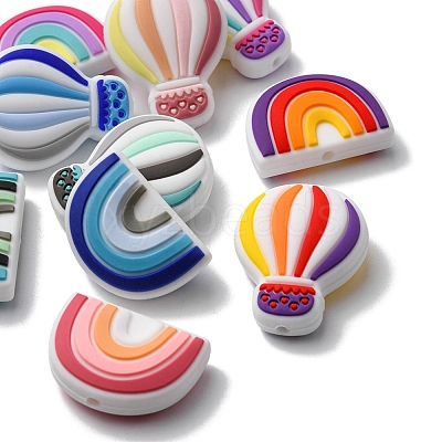 10Pcs 10 Styles Silicone Beads SIL-YW0001-05-1